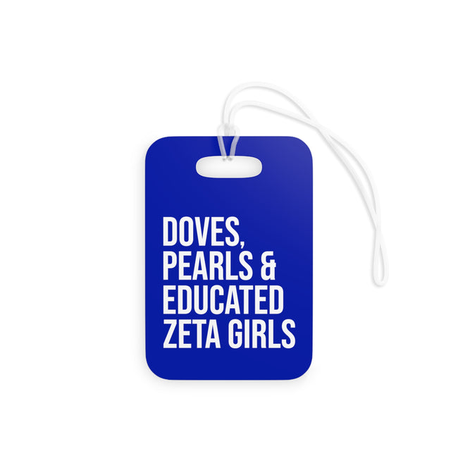 Doves Pearls & Educated Zeta Girls Luggage Tags - Blue