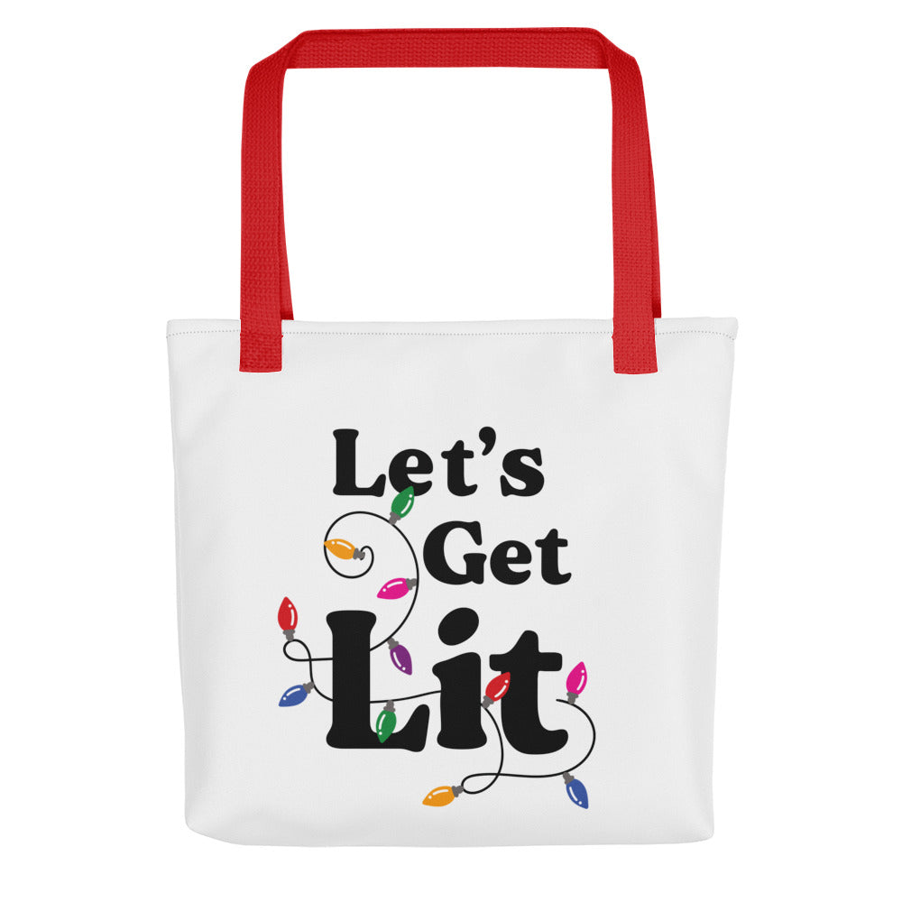 Let's Get Lit Christmas Tote Bag