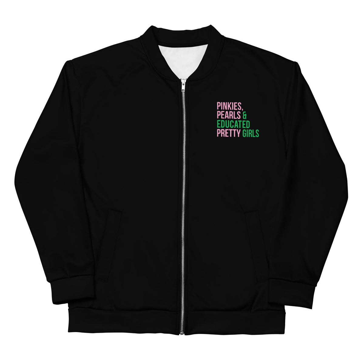 Pinkies Pearls & Educated Pretty Girls Bomber Jacket - Pink & Green