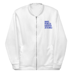 Doves Pearls & Educated Zeta Girls Bomber Jacket - White