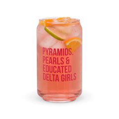 Pyramids Pearls & Educated Delta Girls 16 oz Can-Shaped Glass - Crimson