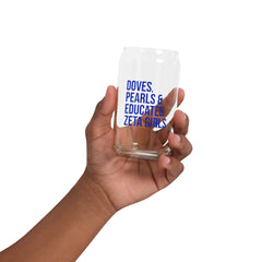 Doves Pearls & Educated Zeta Girls 16 oz Can-Shaped Glass