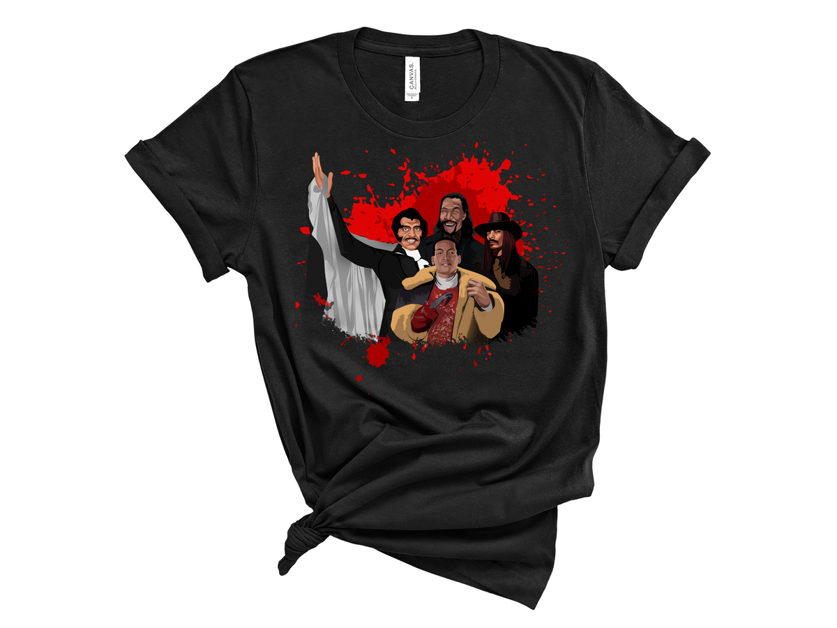 Black Horror Icons (Candyman, Blacula, Jimmy Bones & Maximillian (Vampire in Brooklyn) T-Shirt