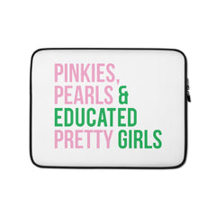 Pinkies Pearls & Educated Pretty Girls Laptop Sleeve - White