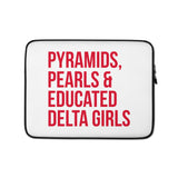 Pyramids Pearls & Educated Delta Girls Laptop Sleeve - White & Crimson