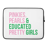 Pinkies Pearls & Educated Pretty Girls Laptop Sleeve - White