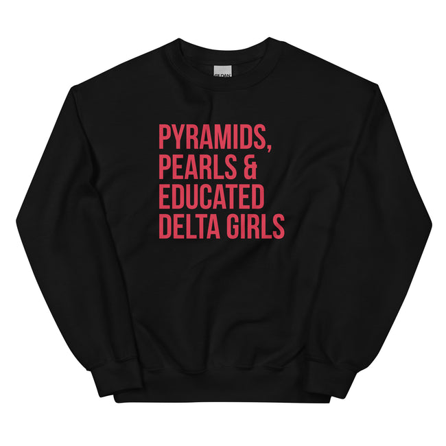 Pyramids Pearls & Educated Delta Girls Sweatshirt - Red