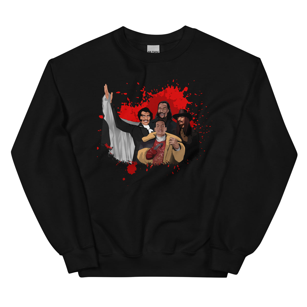 Black Horror Icons (Candyman, Blacula, Jimmy Bones & Maximillian (Vampire in Brooklyn) Sweatshirt