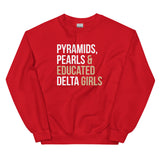Pyramids Pearls & Educated Delta Girls Sweatshirt - Crimson & Cream