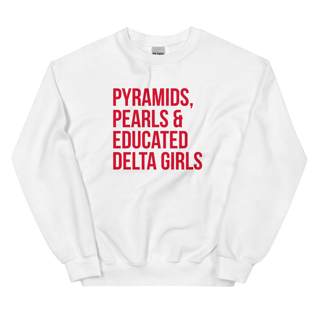 Pyramids Pearls & Educated Delta Girls Sweatshirt - Red