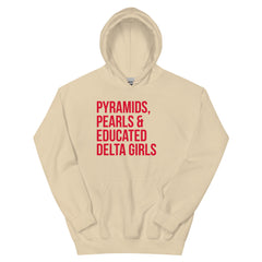 Pyramids Pearls & Educated Delta Girls Hoodie - Red