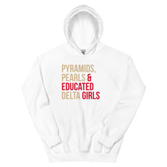 Pyramids Pearls & Educated Delta Girls Hoodie - Crimson & Cream