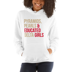 Pyramids Pearls & Educated Delta Girls Hoodie - Crimson & Cream