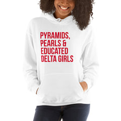 Pyramids Pearls & Educated Delta Girls Hoodie - Red