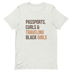 Passports Curls & Traveling Black Girls T-Shirt - Brown