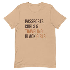 Passports Curls & Traveling Black Girls T-Shirt - Brown