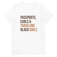 Passports Curls & Traveling Black Girls T-Shirt - Brown