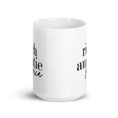 Rich Auntie Juice White Glossy Mug - Black