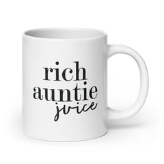 Rich Auntie Juice White Glossy Mug - Black