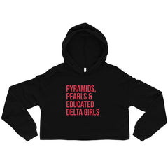 Pyramids Pearls & Educated Delta Girls Crop Hoodie - Red